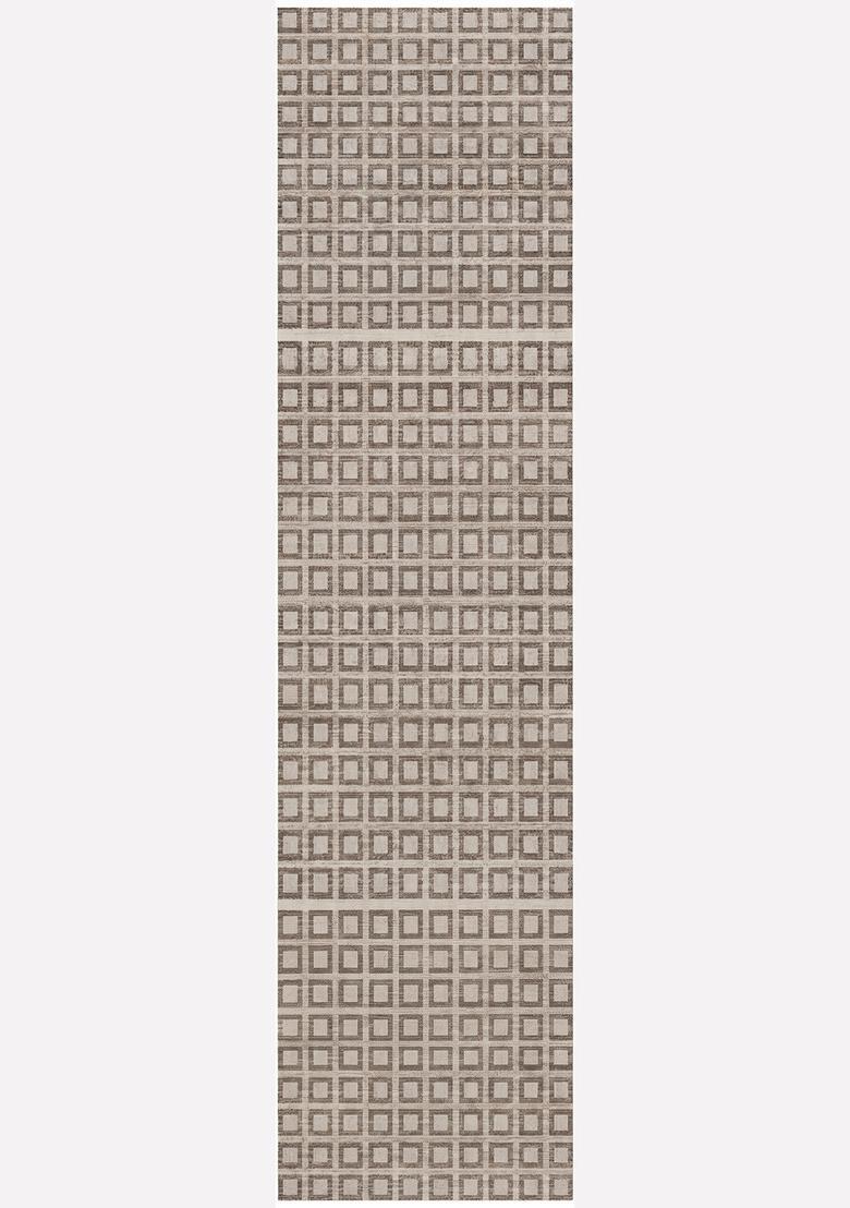 Saffron Rugs Wool Tufted Machine Washable Runner | Water Repellent Non Slip | Beige Grey Contemporary Geometric for Kitchen Bedroom Living Room Hallway - Indya