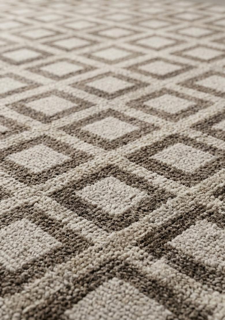 Saffron Rugs Wool Tufted Machine Washable Runner | Water Repellent Non Slip | Beige Grey Contemporary Geometric for Kitchen Bedroom Living Room Hallway - Indya