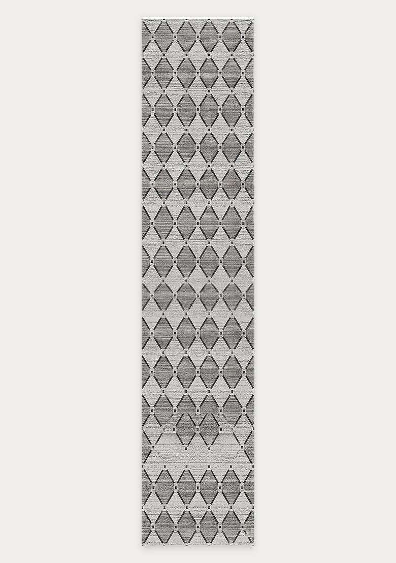 Saffron Rugs Wool Flat Woven Machine Washable Runner Non Slip | Light Grey Contemporary Trellis for Kitchen Bedroom Living Room Hallway - Indya