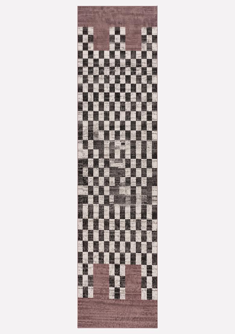Saffron Rugs Wool Tufted Machine Washable Runner | Water Repellent Non Slip | Multicolor Contemporary Checkered for Kitchen Bedroom Living Room Hallway - Indya
