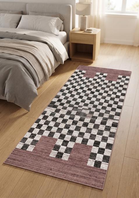 Saffron Rugs Wool Tufted Machine Washable Runner | Water Repellent Non Slip | Multicolor Contemporary Checkered for Kitchen Bedroom Living Room Hallway