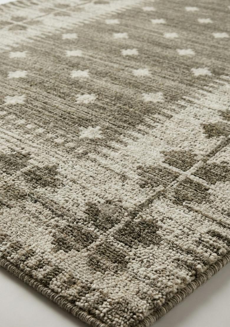Saffron Rugs Wool Tufted Machine Washable Runner | Water Repellent Non Slip | Olive Green Moroccan Geometric for Kitchen Bedroom Living Room Hallway - Indya