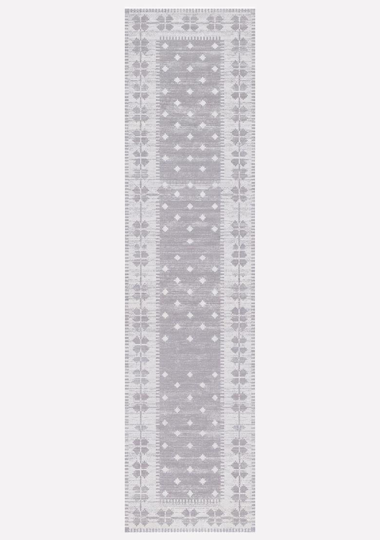 Saffron Rugs Wool Tufted Machine Washable Runner | Water Repellent Non Slip | Grey Lavender Moroccan Geometric for Kitchen Bedroom Living Room Hallway - Indya