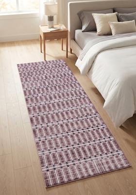 Saffron Rugs Wool Tufted Machine Washable Runner | Water Repellent Non Slip | Dusty Rose Contemporary Trellis for Kitchen Bedroom Living Room Hallway