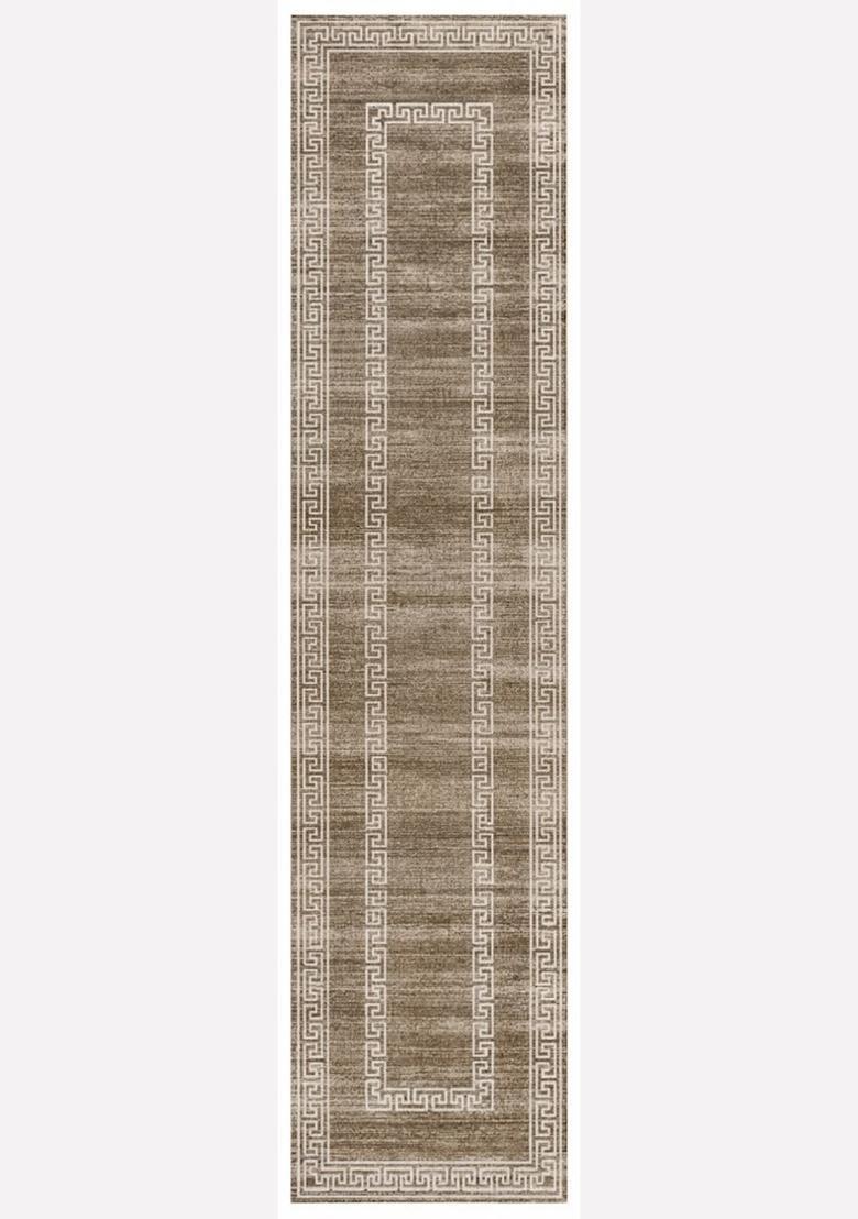 Saffron Rugs Wool Tufted Machine Washable Runner | Water Repellent Non Slip | Taupe Brown Transitional Geometric for Kitchen Bedroom Living Room Hallway - Indya