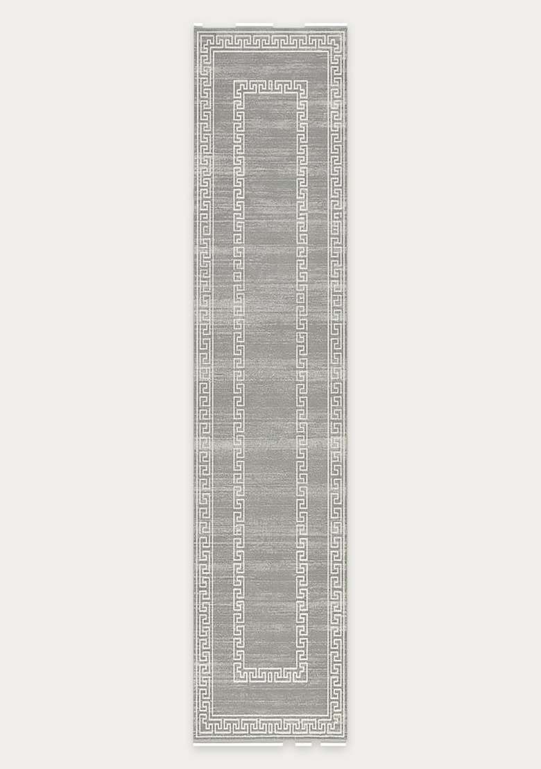 Washable Rugs Wool Blend Area Rug | Grey Transitional Geometric Non Slip Carpet For Kitchen - Indya