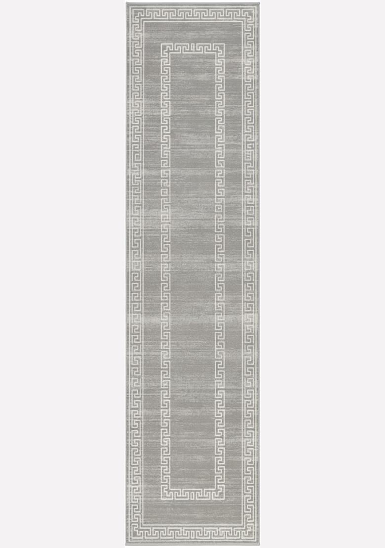 Saffron Rugs Wool Tufted Machine Washable Runner | Water Repellent Non Slip | Grey Transitional Geometric for Kitchen Bedroom Living Room Hallway - Indya