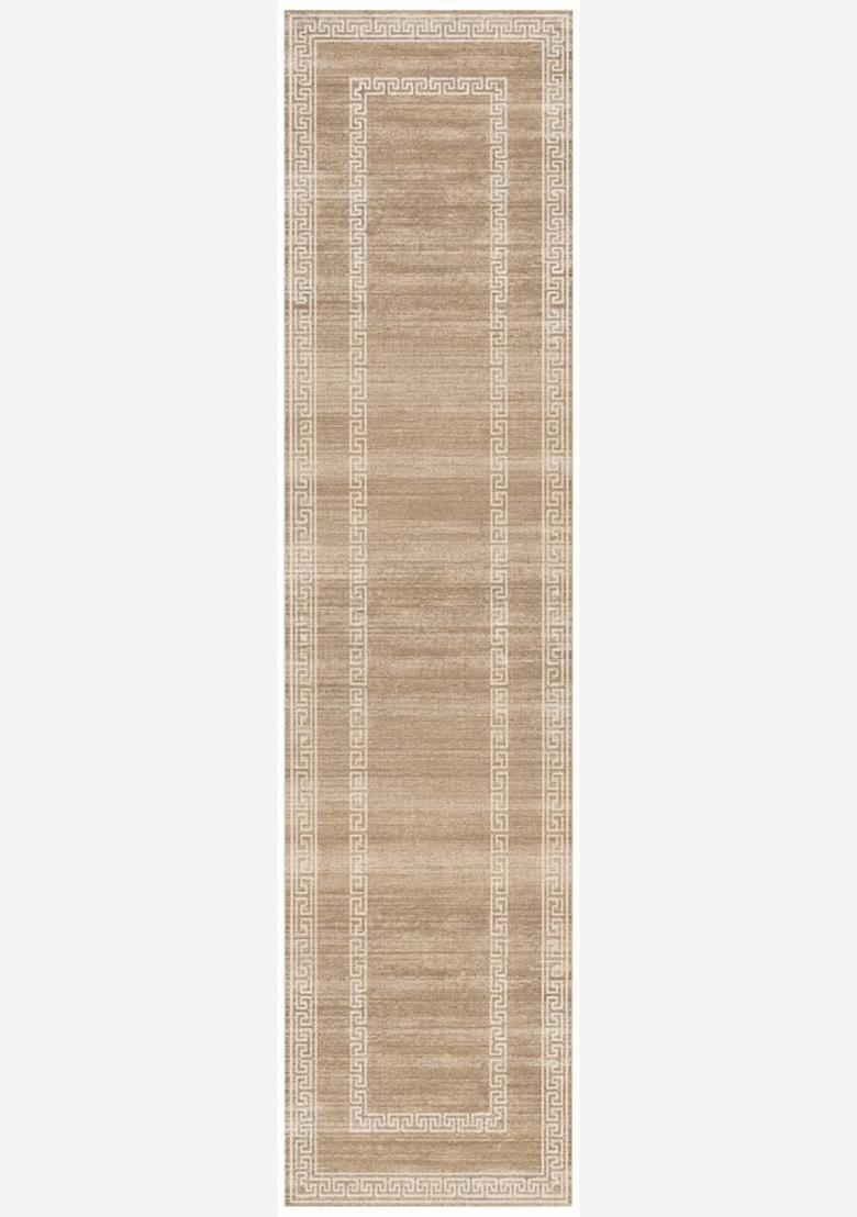 Saffron Rugs Wool Tufted Machine Washable Runner | Water Repellent Non Slip | Warm Beige Transitional Geometric for Kitchen Bedroom Living Room Hallway - Indya
