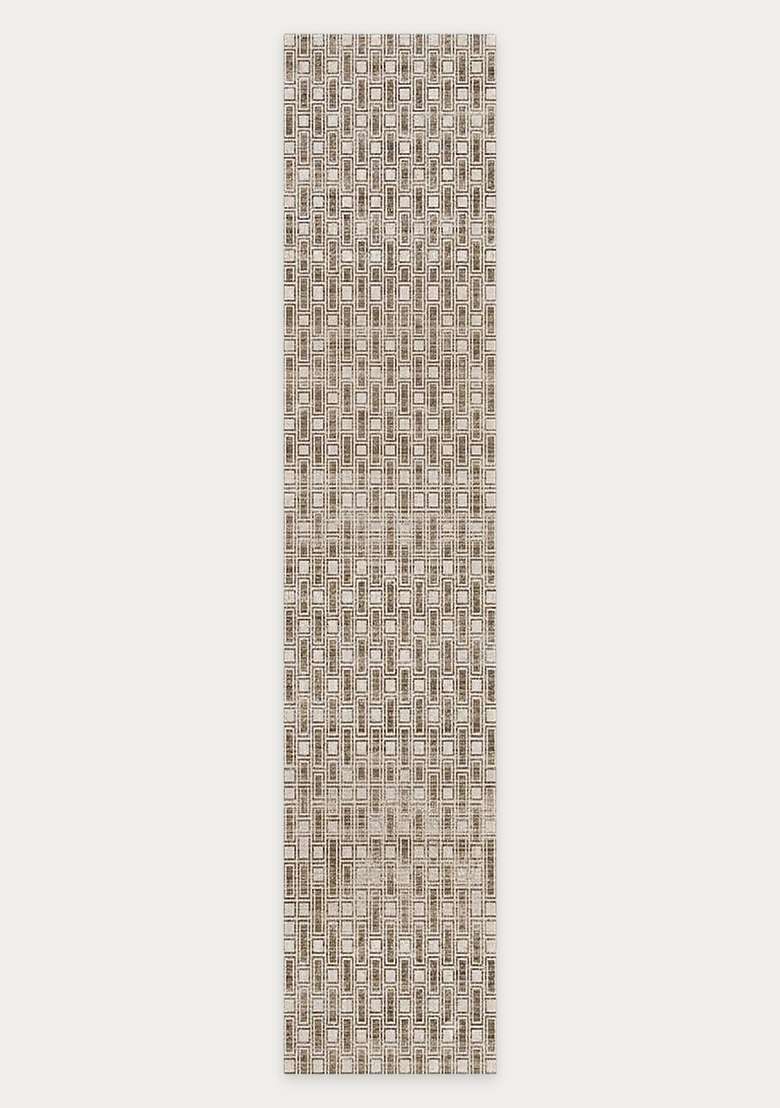 Washable Rugs Wool Blend Area Rug | Beige Brown Transitional Geometric Non Slip Carpet For Kitchen - Indya