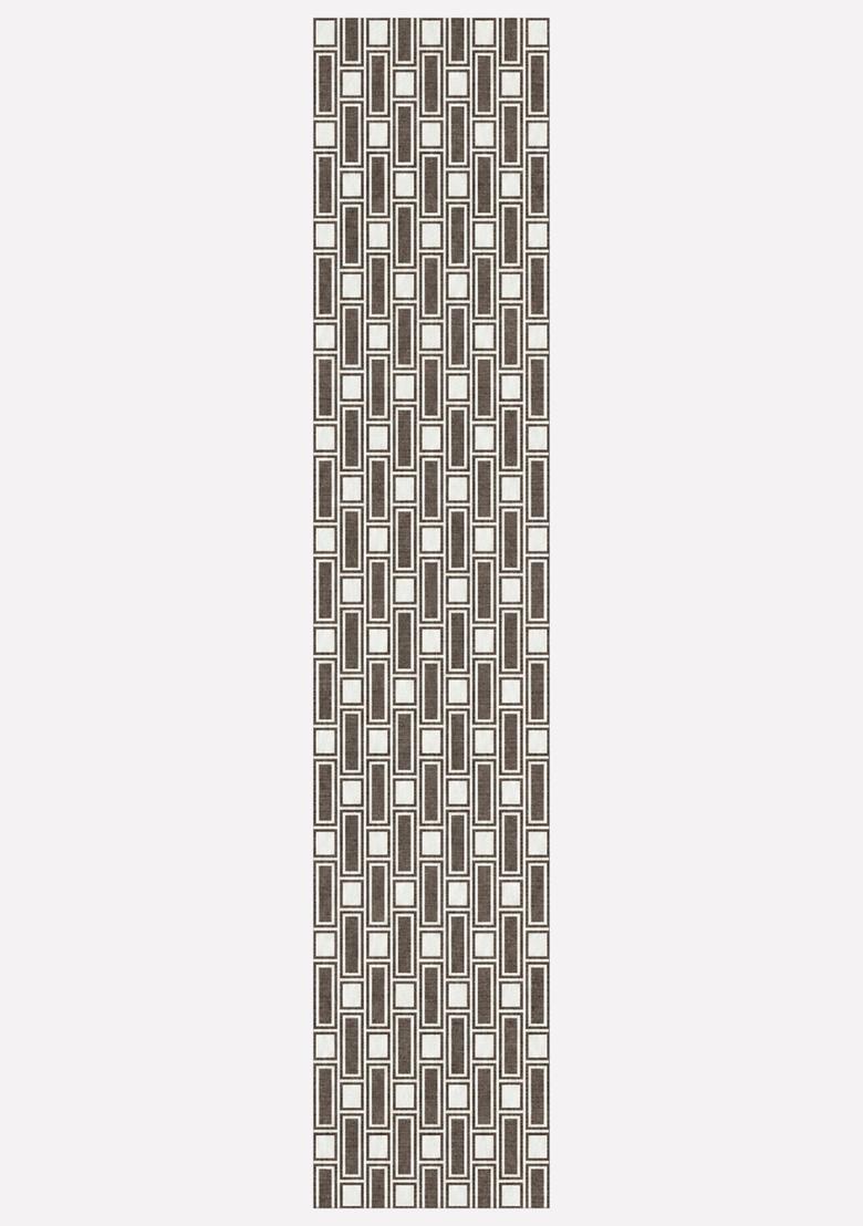 Saffron Rugs Wool Tufted Machine Washable Runner | Water Repellent Non Slip | Brown Cream Transitional Geometric for Kitchen Bedroom Living Room Hallway - Indya