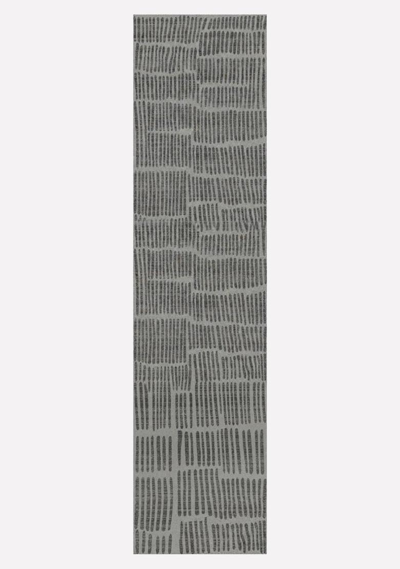 Saffron Rugs Wool Tufted Machine Washable Runner | Water Repellent Non Slip | Grey Contemporary Geometric for Kitchen Bedroom Living Room Hallway - Indya