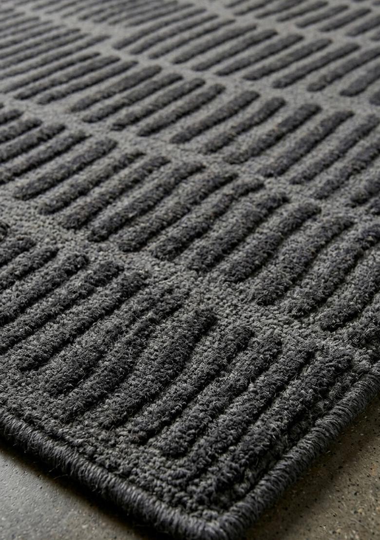 Saffron Rugs Wool Tufted Machine Washable Runner | Water Repellent Non Slip | Grey Contemporary Geometric for Kitchen Bedroom Living Room Hallway - Indya