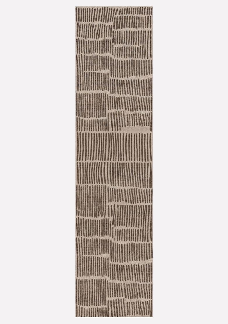 Saffron Rugs Wool Tufted Machine Washable Runner | Water Repellent Non Slip | Beige Brown Contemporary Geometric for Kitchen Bedroom Living Room Hallway - Indya