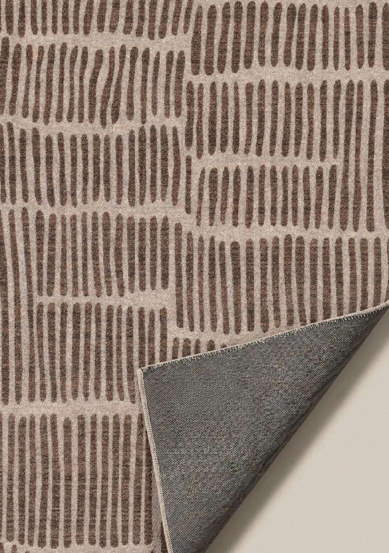 Washable Rugs Wool Blend Area Rug | Beige Brown Contemporary Geometric Non Slip Carpet For Kitchen - Indya