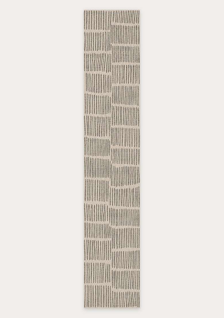 Washable Rugs Wool Blend Area Rug | Light Grey Beige Contemporary Geometric Non Slip Carpet For Kitchen - Indya