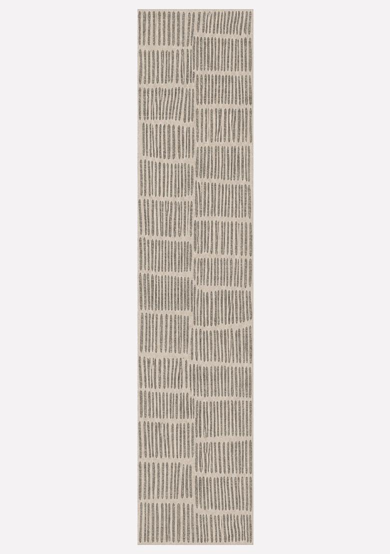 Saffron Rugs Wool Tufted Machine Washable Runner | Water Repellent Non Slip | Light Grey Beige Contemporary Geometric for Kitchen Bedroom Living Room Hallway - Indya