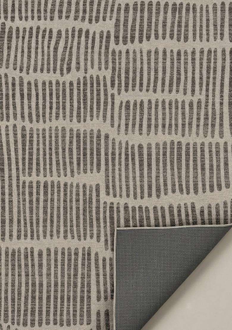 Washable Rugs Wool Blend Area Rug | Light Grey Beige Contemporary Geometric Non Slip Carpet For Kitchen - Indya