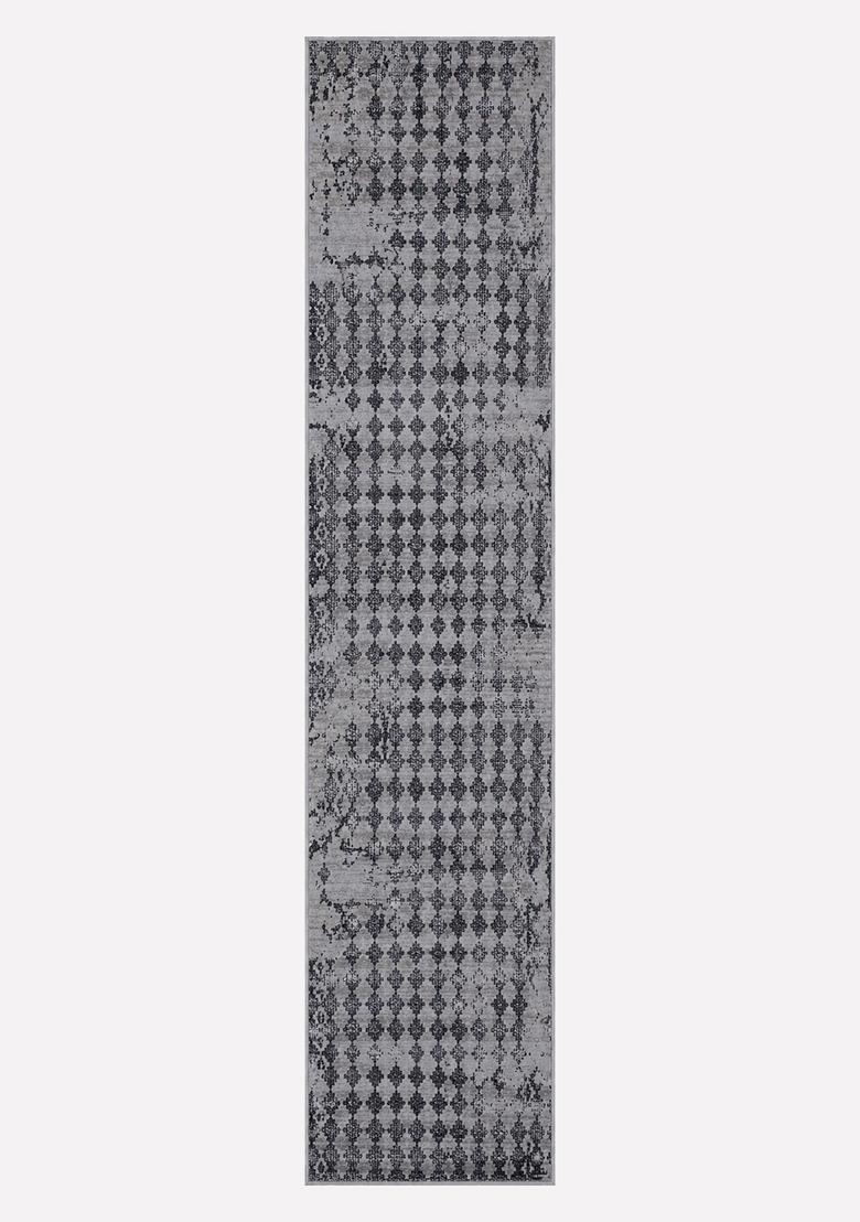 Saffron Rugs Wool Tufted Machine Washable Runner | Water Repellent Non Slip | Grey Contemporary Geometric for Kitchen Bedroom Living Room Hallway - Indya