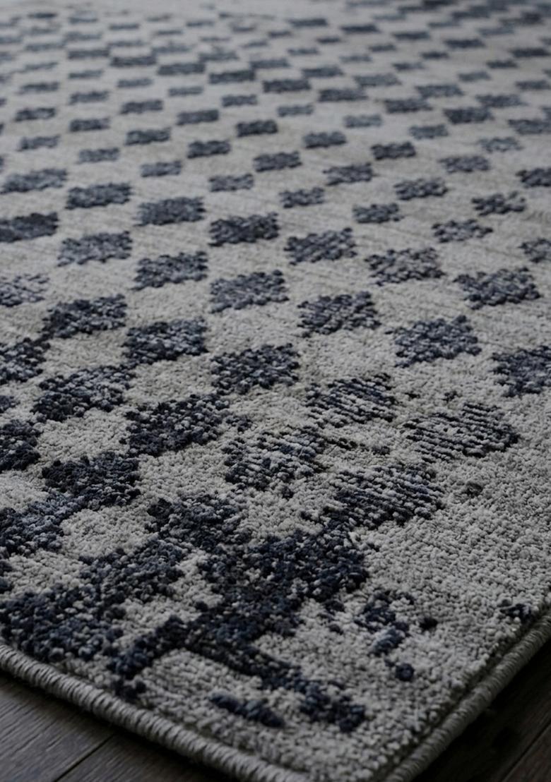 Saffron Rugs Wool Tufted Machine Washable Runner | Water Repellent Non Slip | Grey Contemporary Geometric for Kitchen Bedroom Living Room Hallway - Indya