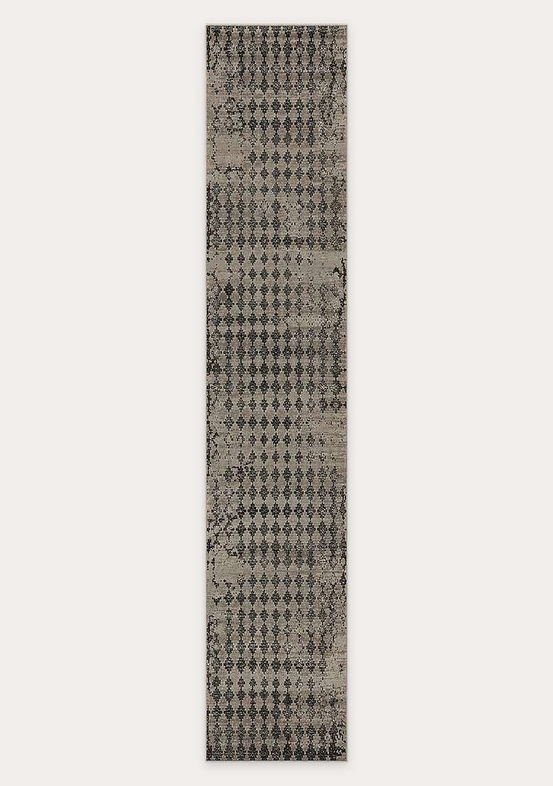Washable Rugs Wool Blend Area Rug | Grey Beige Contemporary Geometric Non Slip Carpet For Kitchen - Indya