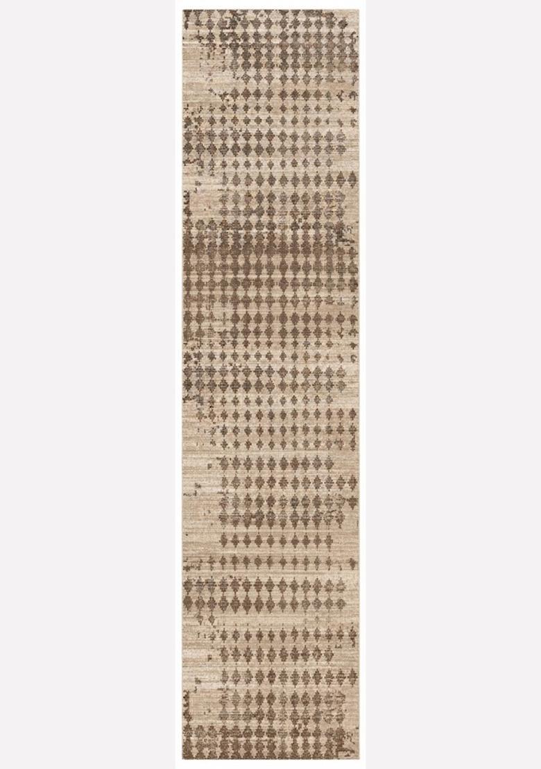 Saffron Rugs Wool Tufted Machine Washable Runner | Water Repellent Non Slip | Beige Brown Contemporary Geometric for Kitchen Bedroom Living Room Hallway - Indya
