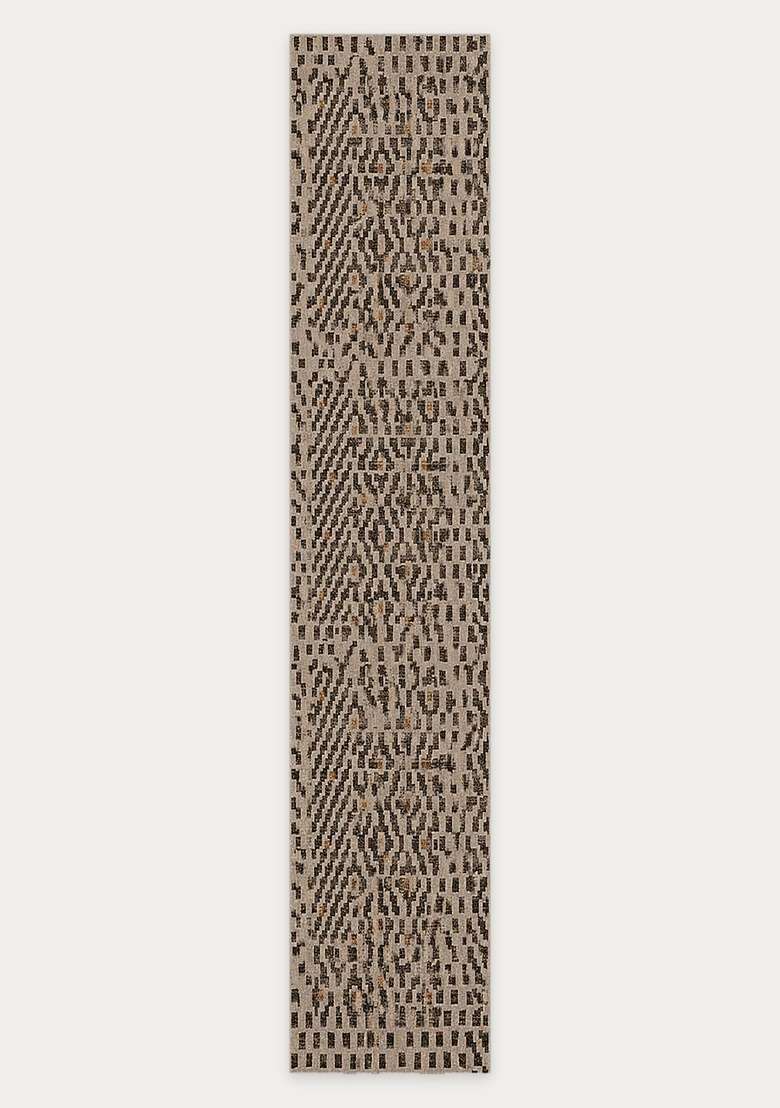 Washable Rugs Wool Blend Area Rug | Beige Brown Bohemian Geometric Non Slip Carpet For Kitchen - Indya