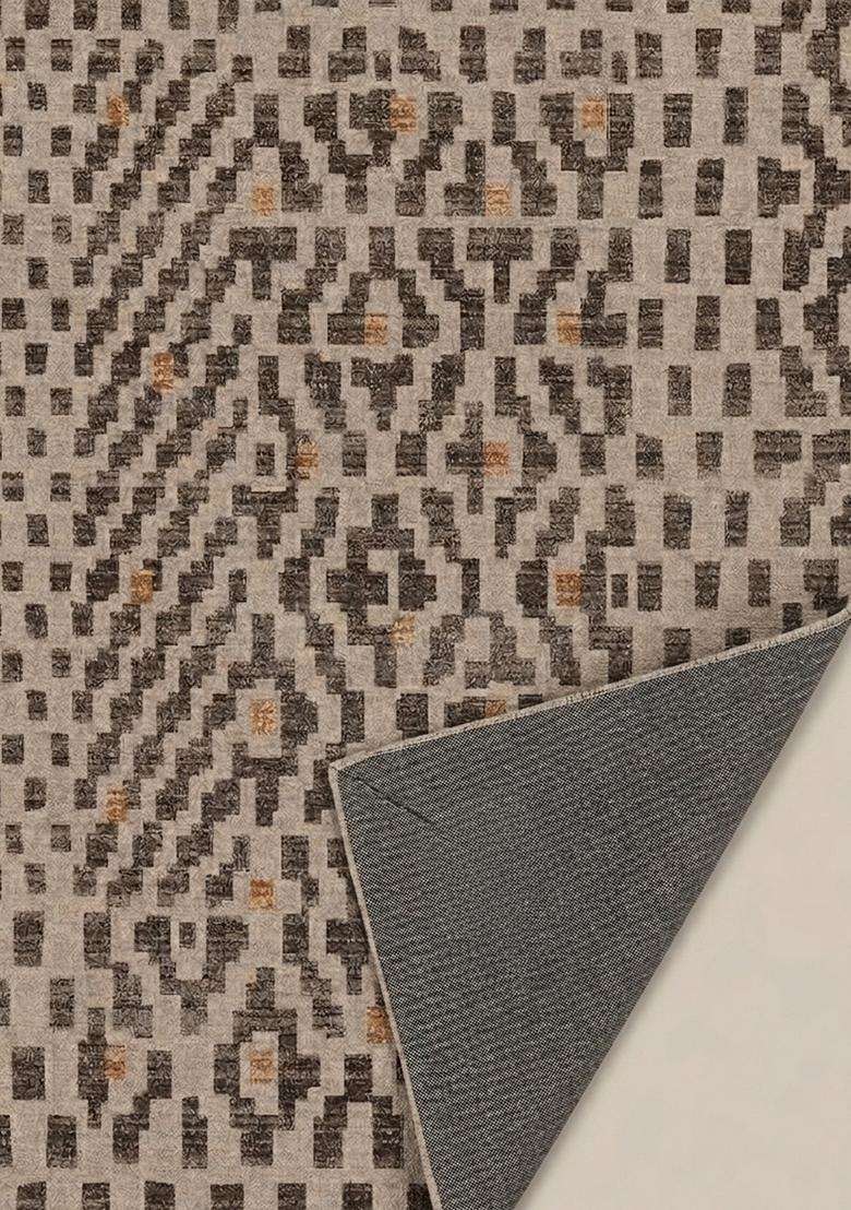 Saffron Rugs Wool Flat Woven Machine Washable Runner Non Slip | Beige Brown Bohemian Geometric for Kitchen Bedroom Living Room Hallway - Indya
