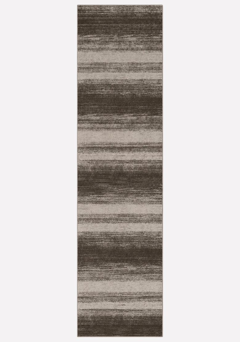 Saffron Rugs Wool Tufted Machine Washable Runner | Water Repellent Non Slip | Dark Brown Beige Contemporary Striped for Kitchen Bedroom Living Room Hallway - Indya