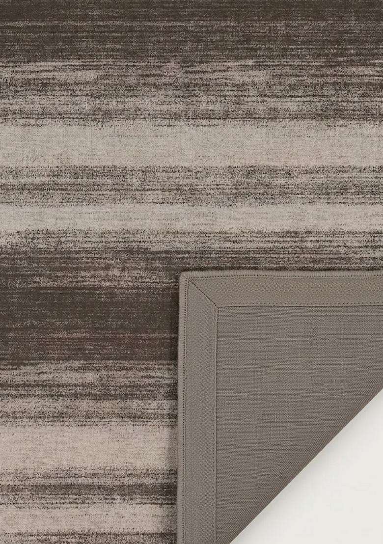 Saffron Rugs Wool Flat Woven Machine Washable Runner Non Slip | Dark Brown Beige Contemporary Striped for Kitchen Bedroom Living Room Hallway - Indya