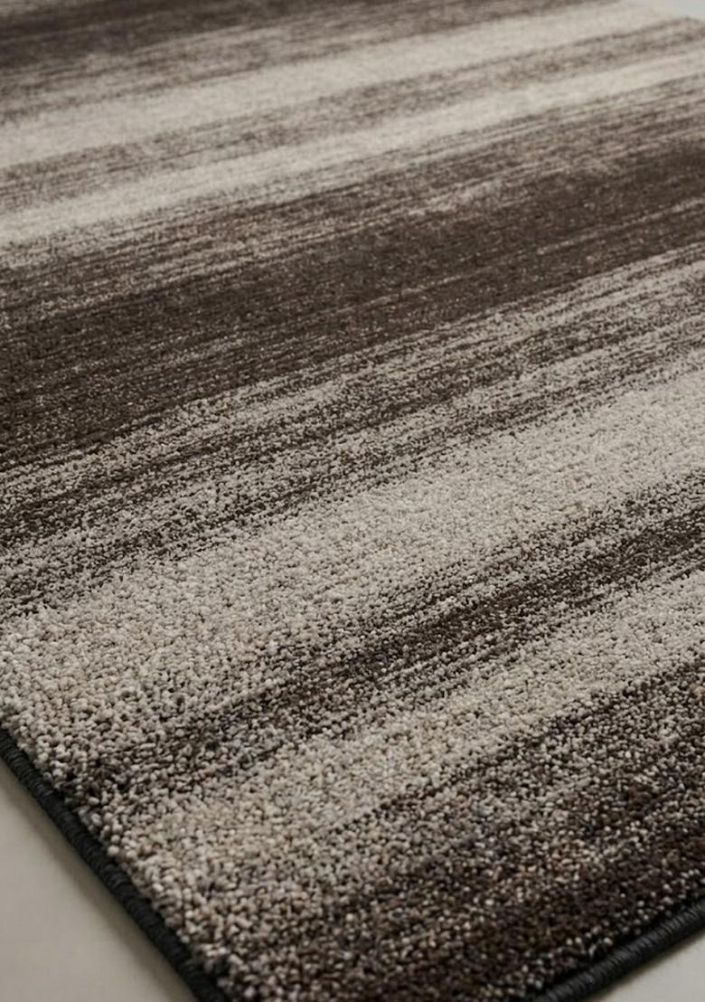 Saffron Rugs Wool Tufted Machine Washable Runner | Water Repellent Non Slip | Dark Brown Beige Contemporary Striped for Kitchen Bedroom Living Room Hallway - Indya
