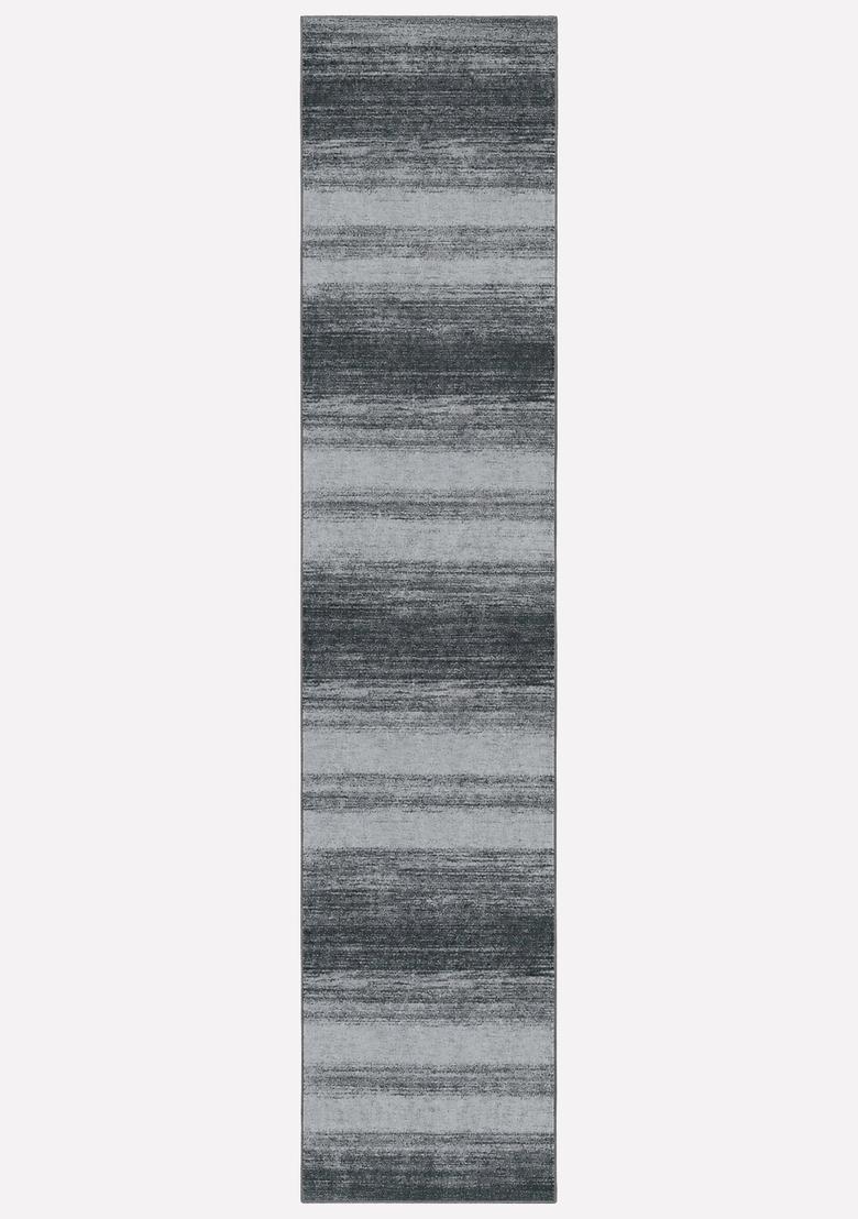 Saffron Rugs Wool Tufted Machine Washable Runner | Water Repellent Non Slip | Charcoal Grey Contemporary Striped for Kitchen Bedroom Living Room Hallway - Indya
