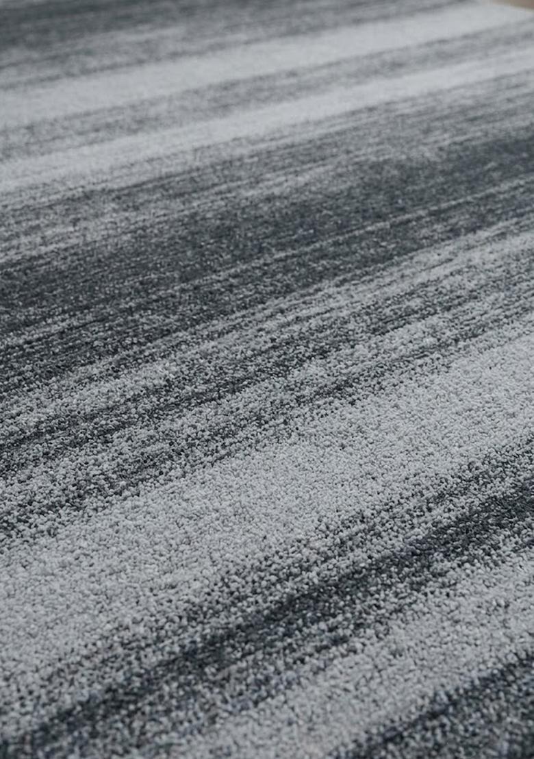Saffron Rugs Wool Tufted Machine Washable Runner | Water Repellent Non Slip | Charcoal Grey Contemporary Striped for Kitchen Bedroom Living Room Hallway - Indya