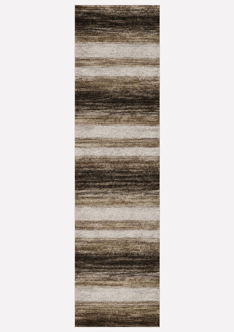 Saffron Rugs Wool Tufted Machine Washable Runner | Water Repellent Non Slip | Brown Grey Beige Contemporary Striped for Kitchen Bedroom Living Room Hallway - Indya
