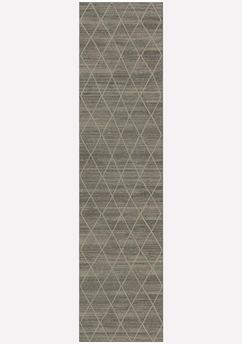 Saffron Rugs Wool Tufted Machine Washable Runner | Water Repellent Non Slip | Grey 2 Moroccan Trellis for Kitchen Bedroom Living Room Hallway - Indya