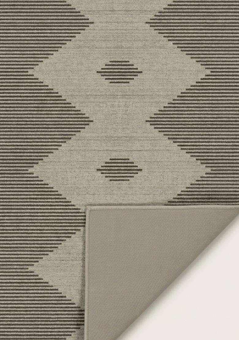 Saffron Rugs Wool Flat Woven Machine Washable Runner Non Slip | Grey Beige Modern Geometric for Kitchen Bedroom Living Room Hallway - Indya