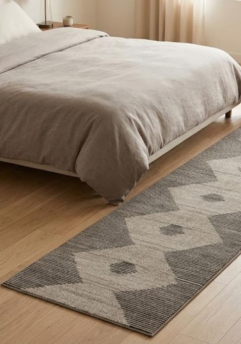 Saffron Rugs Wool Tufted Machine Washable Runner | Water Repellent Non Slip | Grey Beige 2 Modern Geometric for Kitchen Bedroom Living Room Hallway