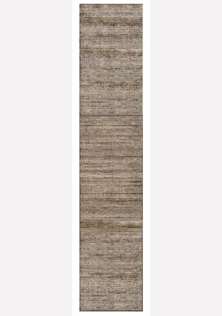 Saffron Rugs Wool Tufted Machine Washable Runner | Water Repellent Non Slip | Brown Beige Contemporary Geometric for Kitchen Bedroom Living Room Hallway - Indya