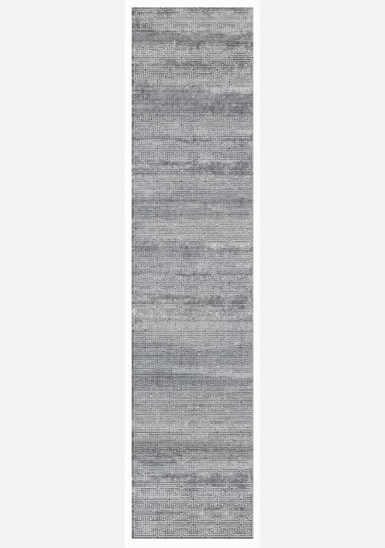 Saffron Rugs Wool Tufted Machine Washable Runner | Water Repellent Non Slip | Grey Contemporary Geometric for Kitchen Bedroom Living Room Hallway - Indya