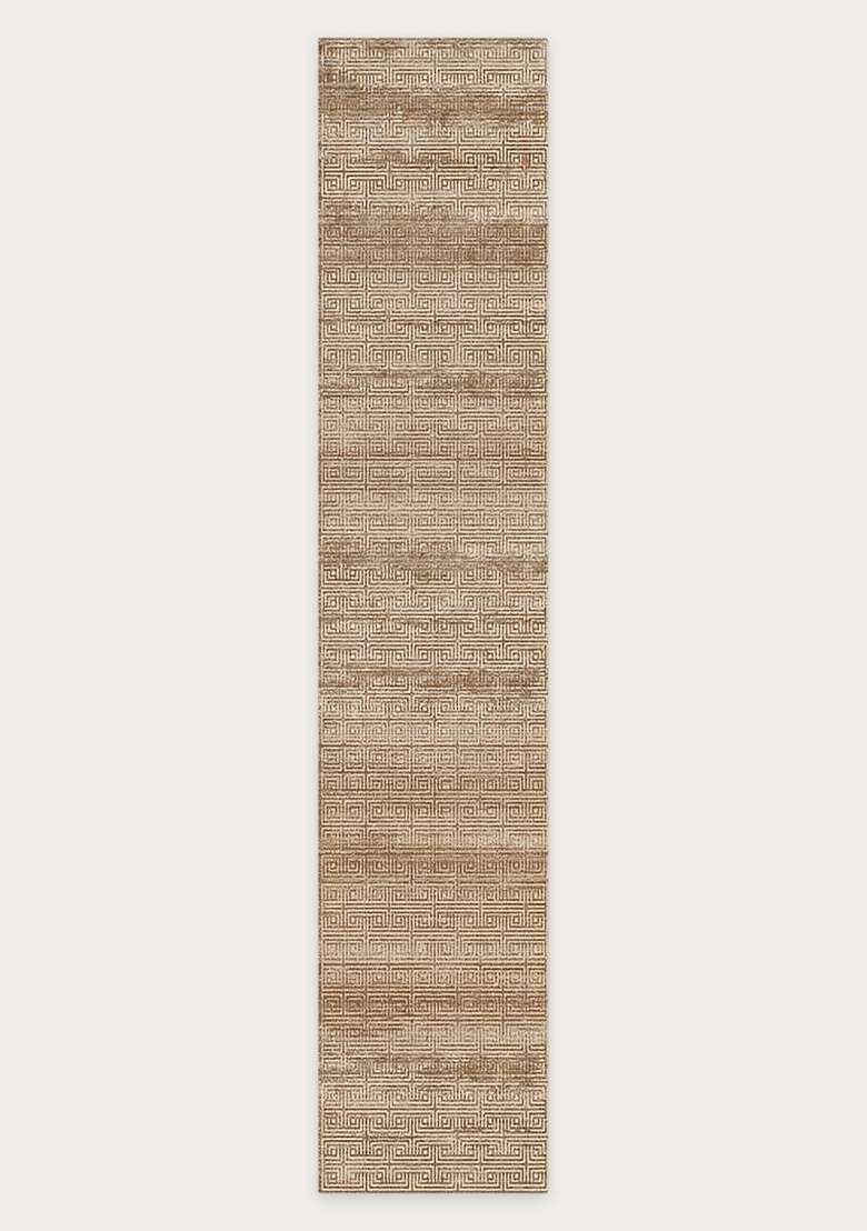 Washable Rugs Wool Blend Area Rug | Tan Beige Contemporary Geometric Non Slip Carpet For Kitchen - Indya