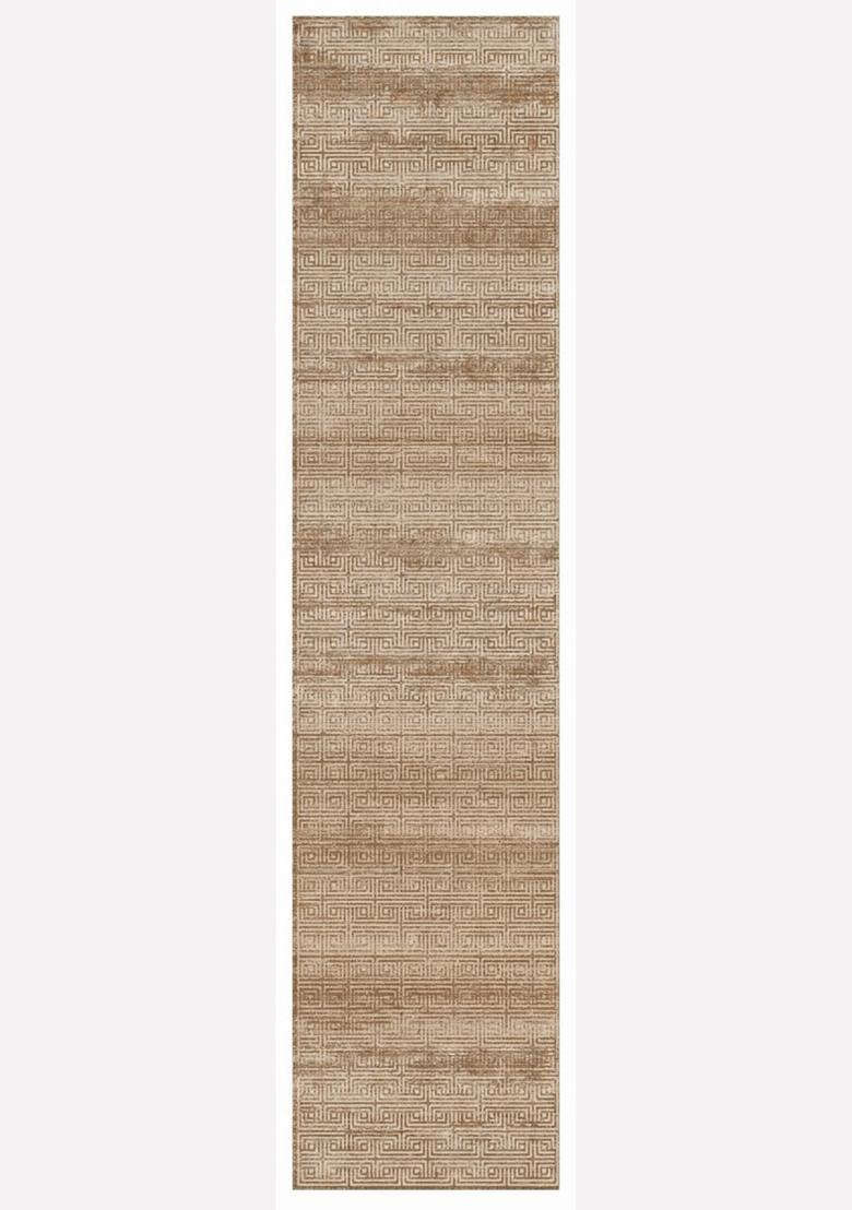 Saffron Rugs Wool Tufted Machine Washable Runner | Water Repellent Non Slip | Tan Beige Contemporary Geometric for Kitchen Bedroom Living Room Hallway - Indya