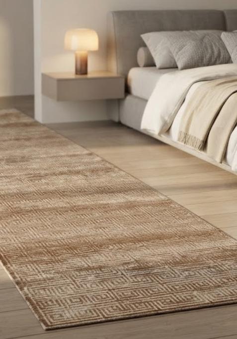 Saffron Rugs Wool Tufted Machine Washable Runner | Water Repellent Non Slip | Tan Beige Contemporary Geometric for Kitchen Bedroom Living Room Hallway