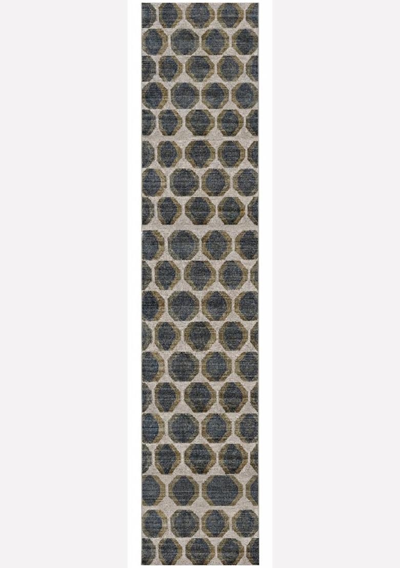 Saffron Rugs Wool Tufted Machine Washable Runner | Water Repellent Non Slip | Blue Grey Olive Contemporary Geometric for Kitchen Bedroom Living Room Hallway - Indya