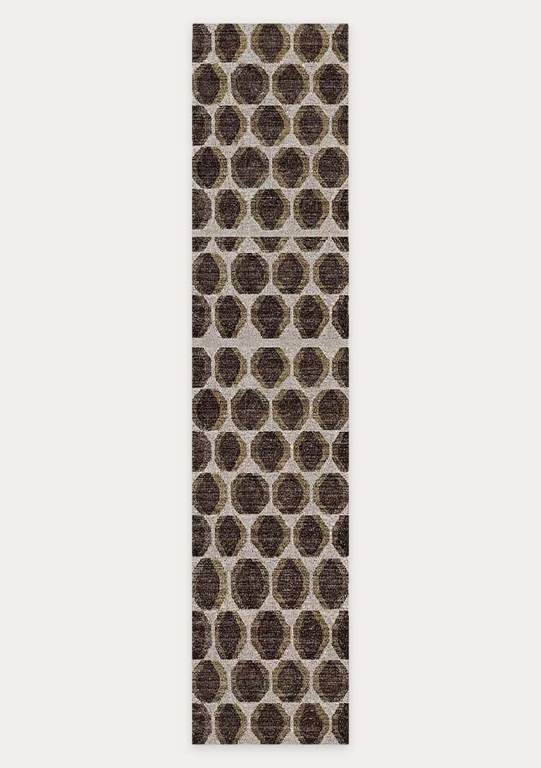 Washable Rugs Wool Blend Area Rug | Dark Brown Beige Contemporary Geometric Non Slip Carpet For Kitchen - Indya