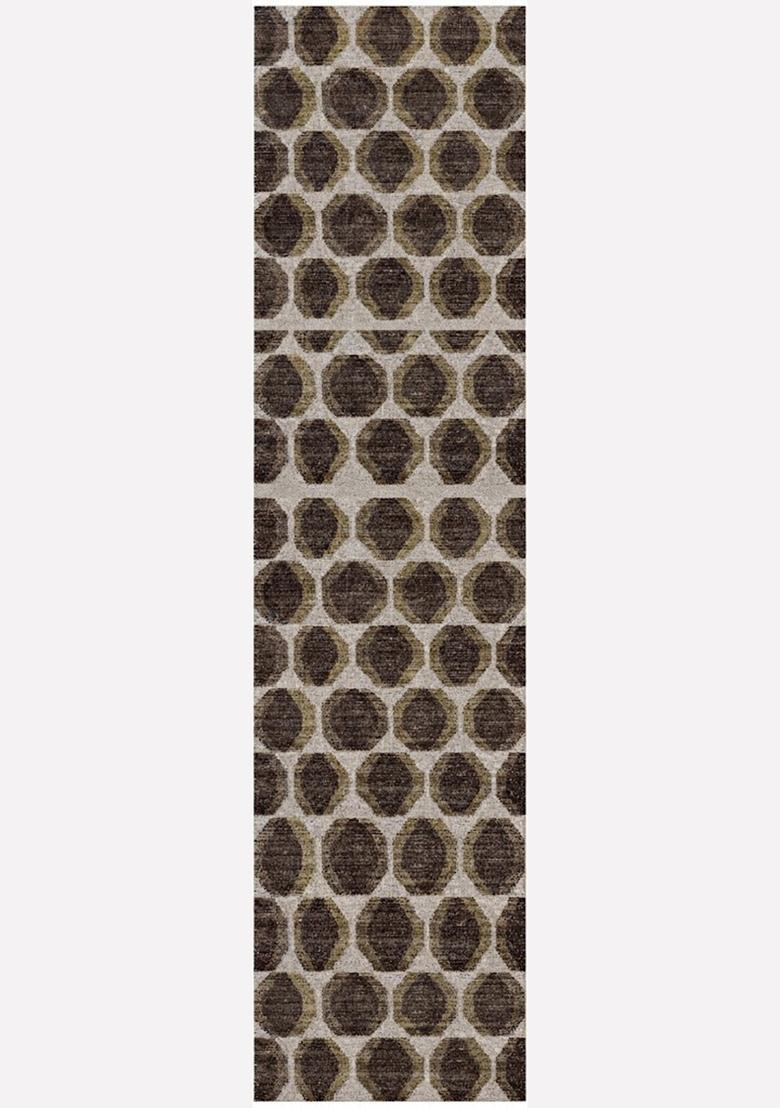 Saffron Rugs Wool Tufted Machine Washable Runner | Water Repellent Non Slip | Dark Brown Beige Contemporary Geometric for Kitchen Bedroom Living Room Hallway - Indya
