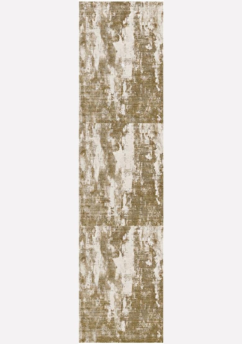 Saffron Rugs Wool Tufted Machine Washable Runner | Water Repellent Non Slip | Olive Gold Contemporary Marble for Kitchen Bedroom Living Room Hallway - Indya