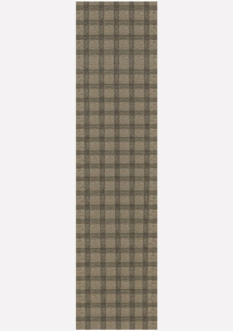 Saffron Rugs Wool Tufted Machine Washable Runner | Water Repellent Non Slip | Taupe Beige Transitional Plaid for Kitchen Bedroom Living Room Hallway - Indya