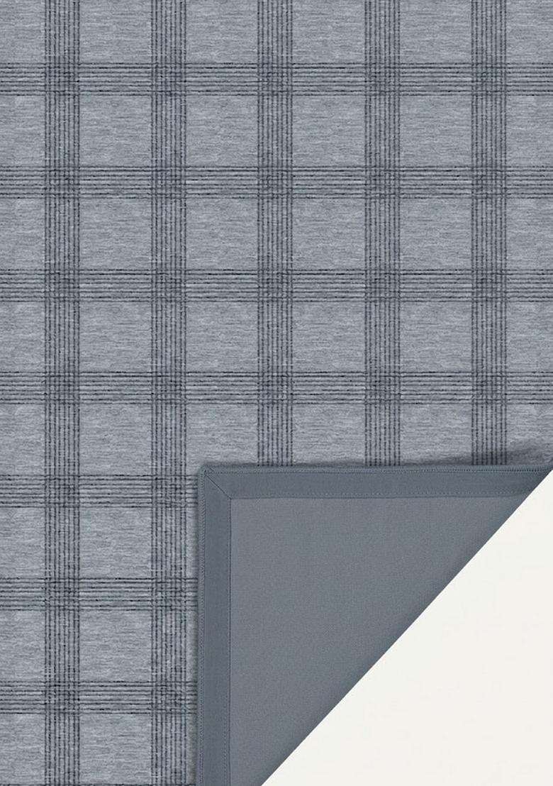 Washable Rugs Wool Blend Area Rug | Blue Grey Transitional Plaid Non Slip Carpet For Kitchen - Indya