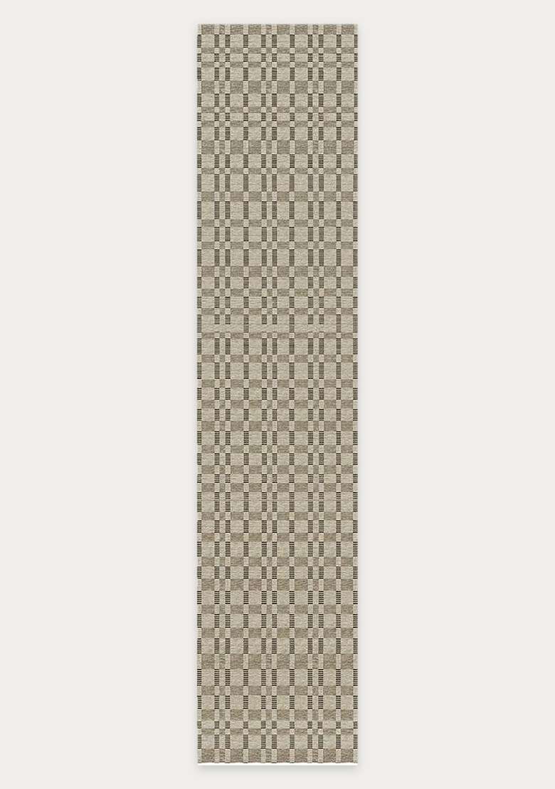 Saffron Rugs Wool Flat Woven Machine Washable Runner Non Slip | Taupe Beige Contemporary Geometric for Kitchen Bedroom Living Room Hallway - Indya