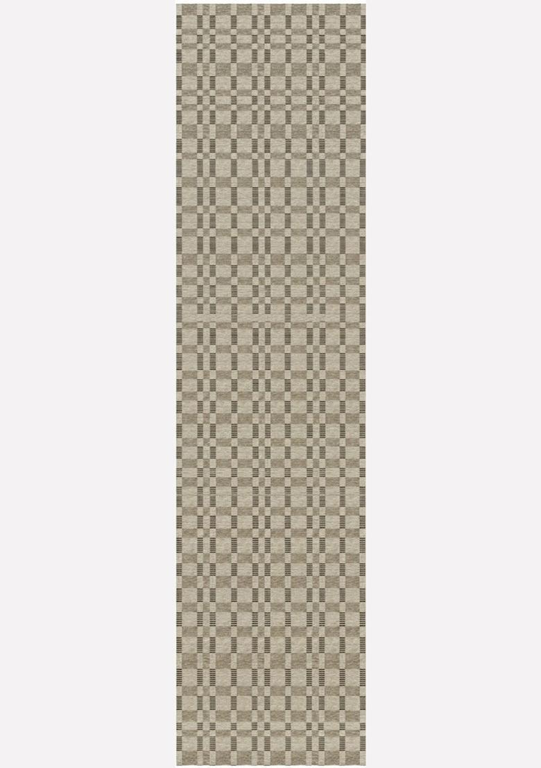 Saffron Rugs Wool Tufted Machine Washable Runner | Water Repellent Non Slip | Taupe Beige Contemporary Geometric for Kitchen Bedroom Living Room Hallway - Indya