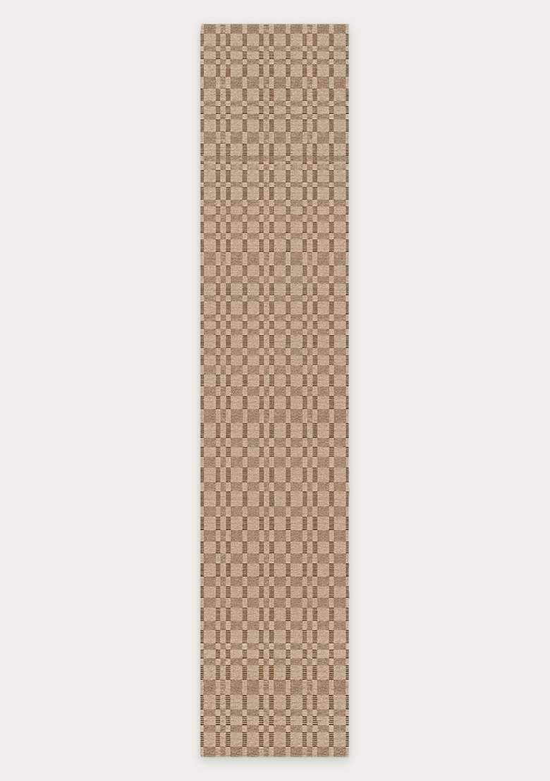 Saffron Rugs Wool Flat Woven Machine Washable Runner Non Slip | Beige Contemporary Geometric for Kitchen Bedroom Living Room Hallway - Indya